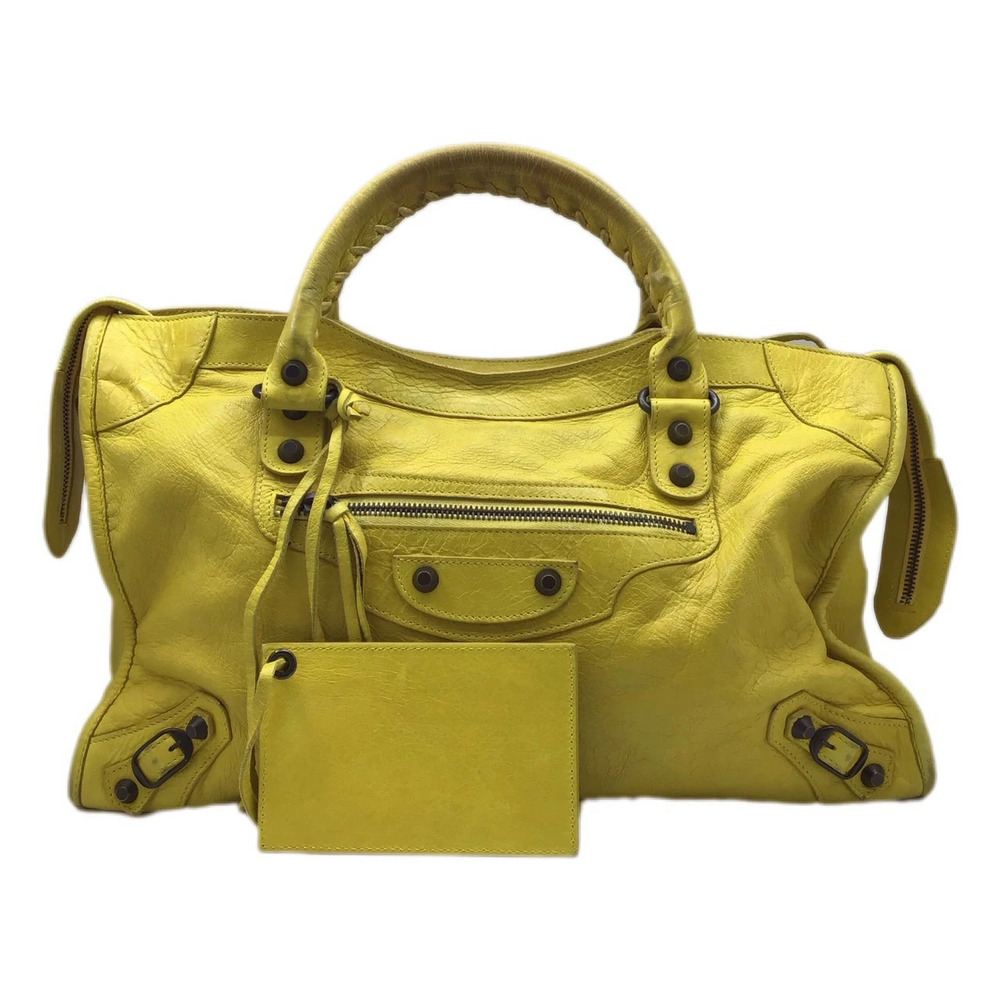 BALENCIAGA The City Yellow Leather Bag Handbag Shoulder Vibrant Lemon
